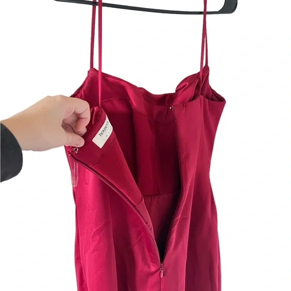 COPY - House of CB Anja Satin Corset Red Midi Dress - Picture 8 of 16